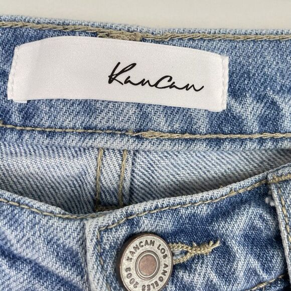 Kancan Estilo Jeans Womens Size 3/25 (26X31) Baggy Wide Leg Faded Blue Raw Hem - Picture 3 of 9